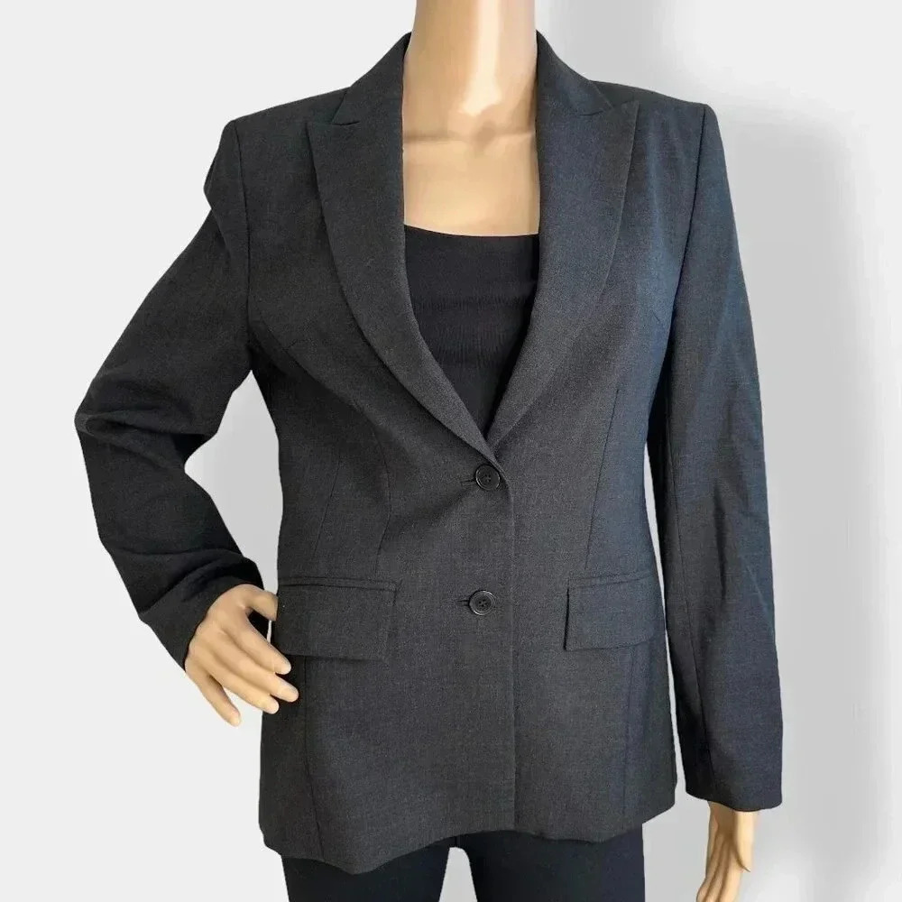 Kate Hill Grey Black Wool Blazer Jacket